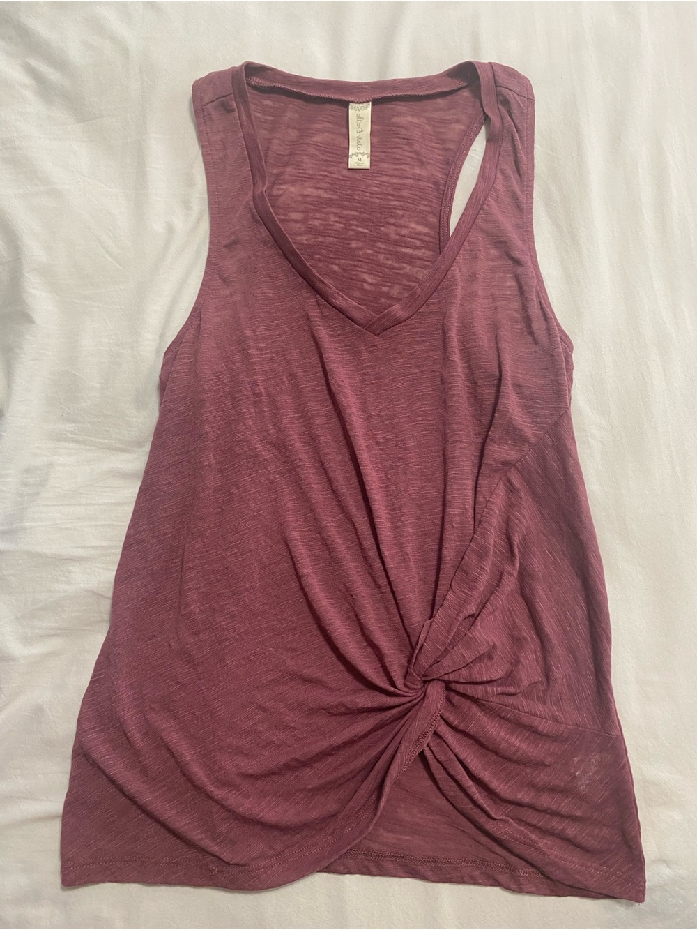 Altar'd State Mauve Knot-Front V-Neck Tank